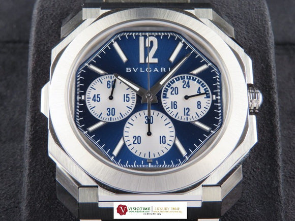 Bvlgari Octo Finissimo Chronograph GMT Blue Dial 43 mm 103467 Unworn December 2022