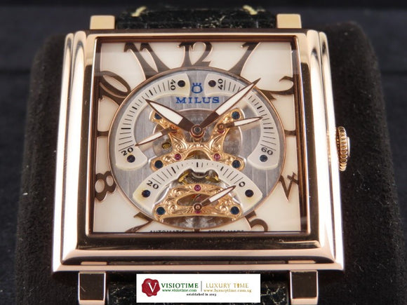 Milus Herios Tri Retrograde Automatic Mother Of Pearl 18 ct. Rose Gold HERT404