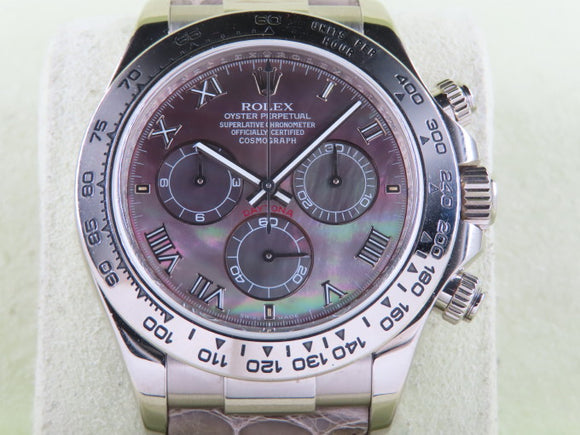 Rolex Daytona 18 ct. White Gold Black Tahitian Mother Of Pearl Dial 116519 August 2012