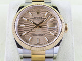 Rolex Datejust 36 mm 18 ct. Yellow Gold / Stainless Steel Gold Champagne Fluted Motif Dial 126233 Unworn November 2021