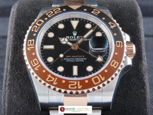 Rolex GMT Master II Ceramic Bezel 18 ct. Rose Gold / Stainless Steel Rootbeer 126711 New Old Stock (All Original Rolex Factory Protective Stickers Still Intact) April 2021